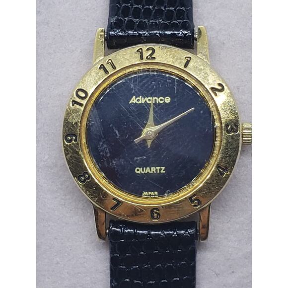 Advance women's watch V121, Small dark blue face with gold bevel - Picture 1 of 9